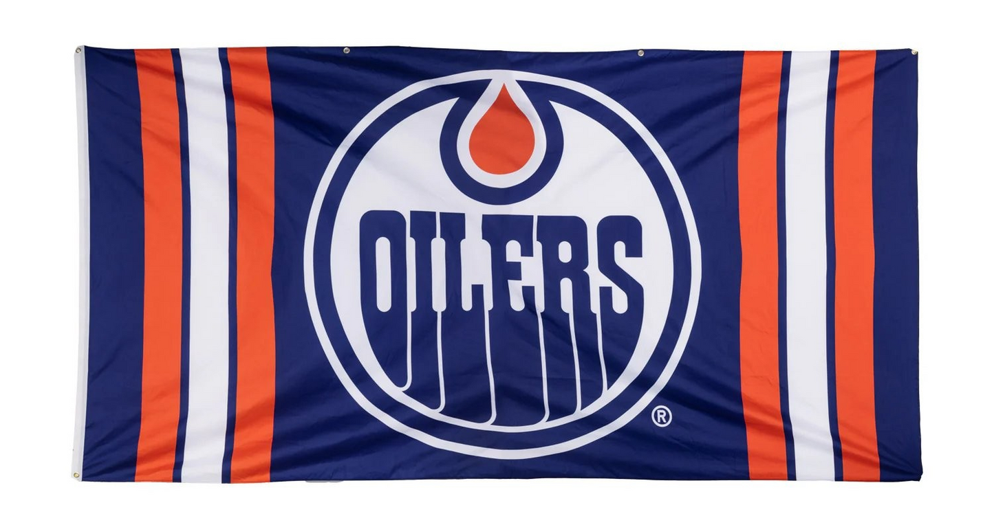 NHL Striped Vertical Jumbo Banner Flag 118" x 62" Oilers