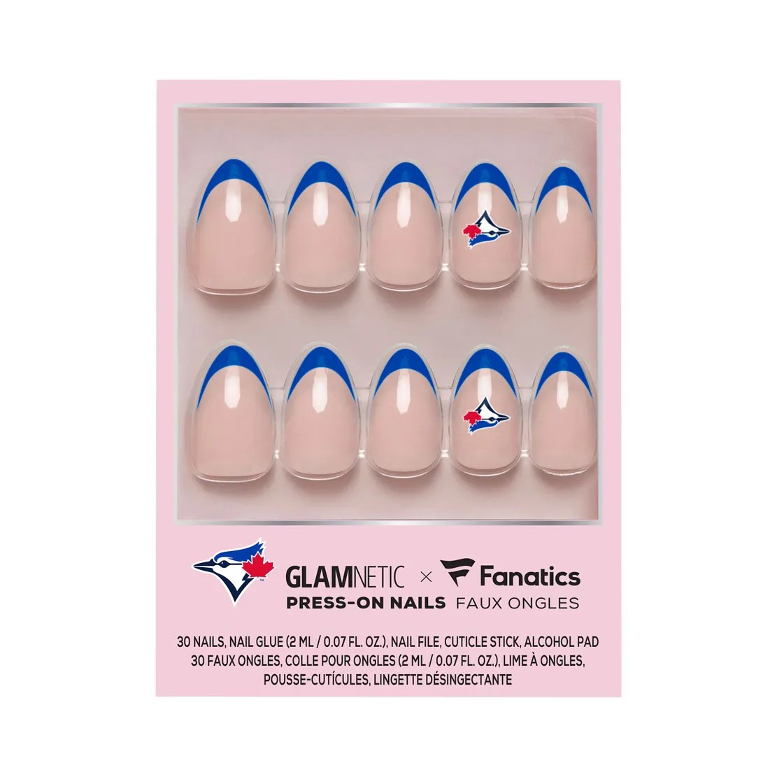 MLB Glamnetic French Tip Press-On Nails Blue Jays