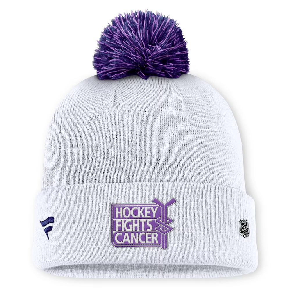 NHL Knit Hat Authentic Pro Rink Cuffed with Pom Hockey Fights Cancer Maple Leafs