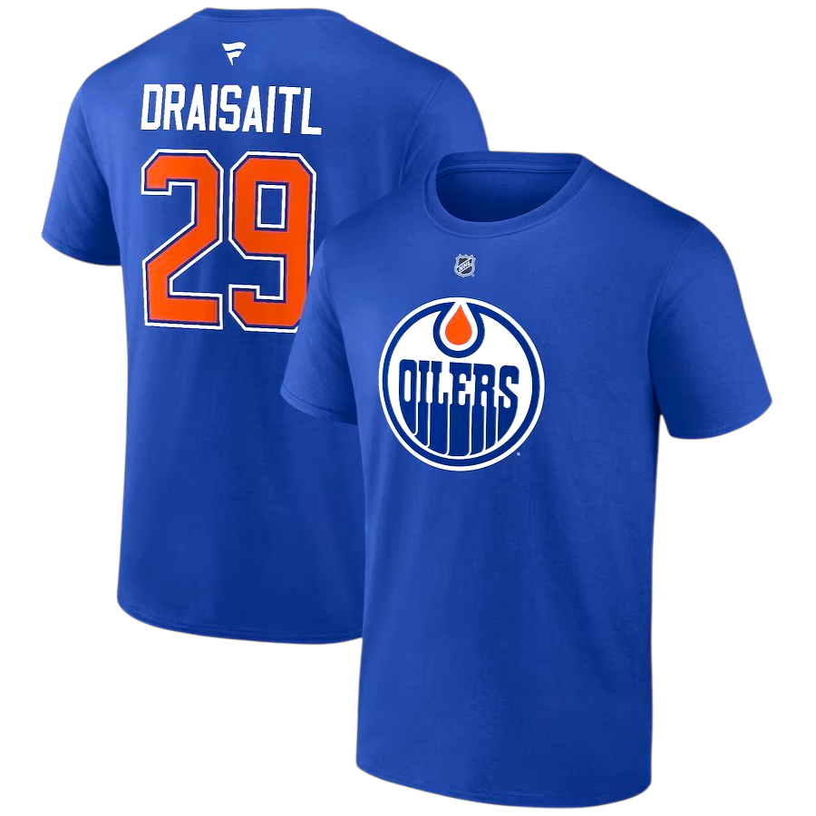 NHL Player T-Shirt Authentic Stack Leon Draisaitl Oilers (Bright Blue)