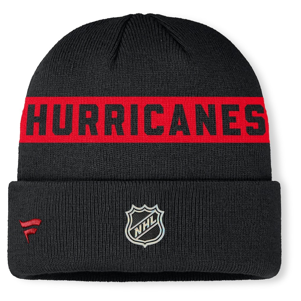 NHL Knit Hat Authentic Pro Cuffed Stripe Beanie Rink Road 2025 Hurricanes