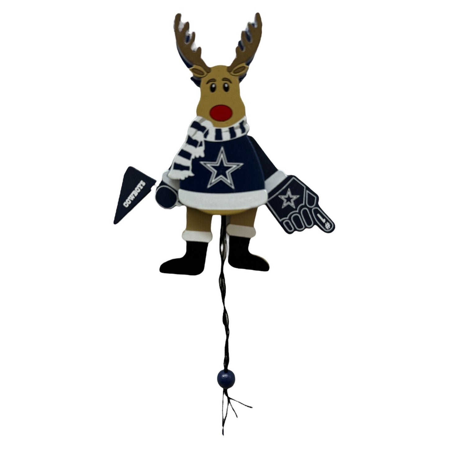 NFL Ornament Wooden Cheering Reindeer Cowboys