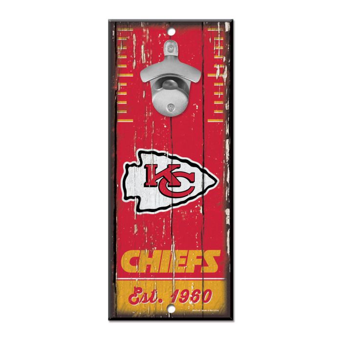 NFL Wooden Bottle Opener Sign Chiefs