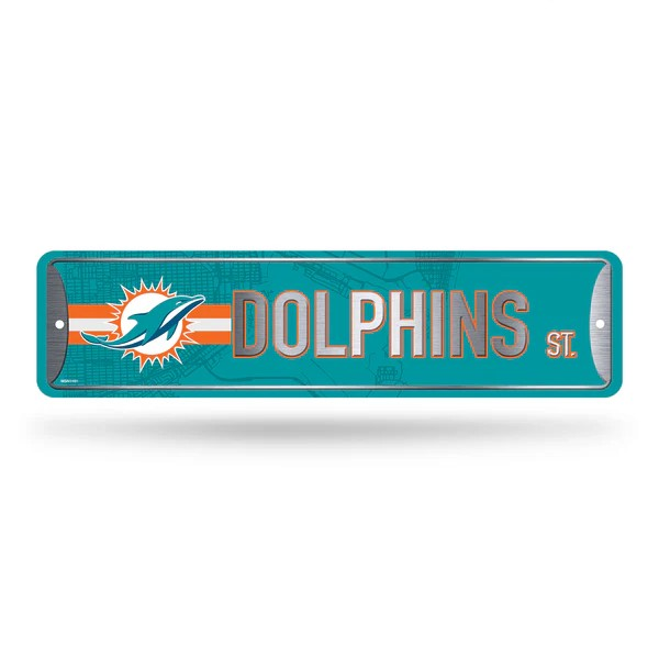 NFL Metal Street Sign 4" x 15 Dolphins