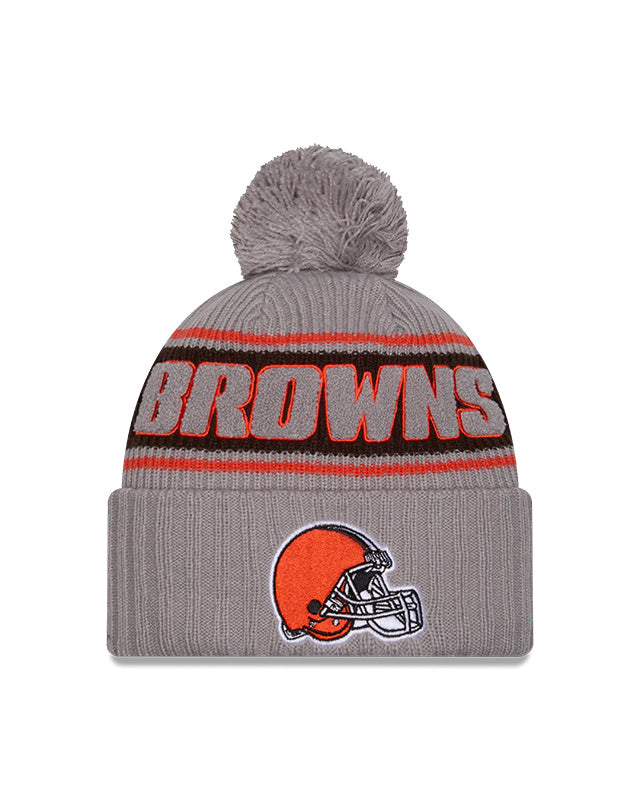 NFL Knit Hat 2024 Cold Weather Sport Knit W/ Pom Grey Browns