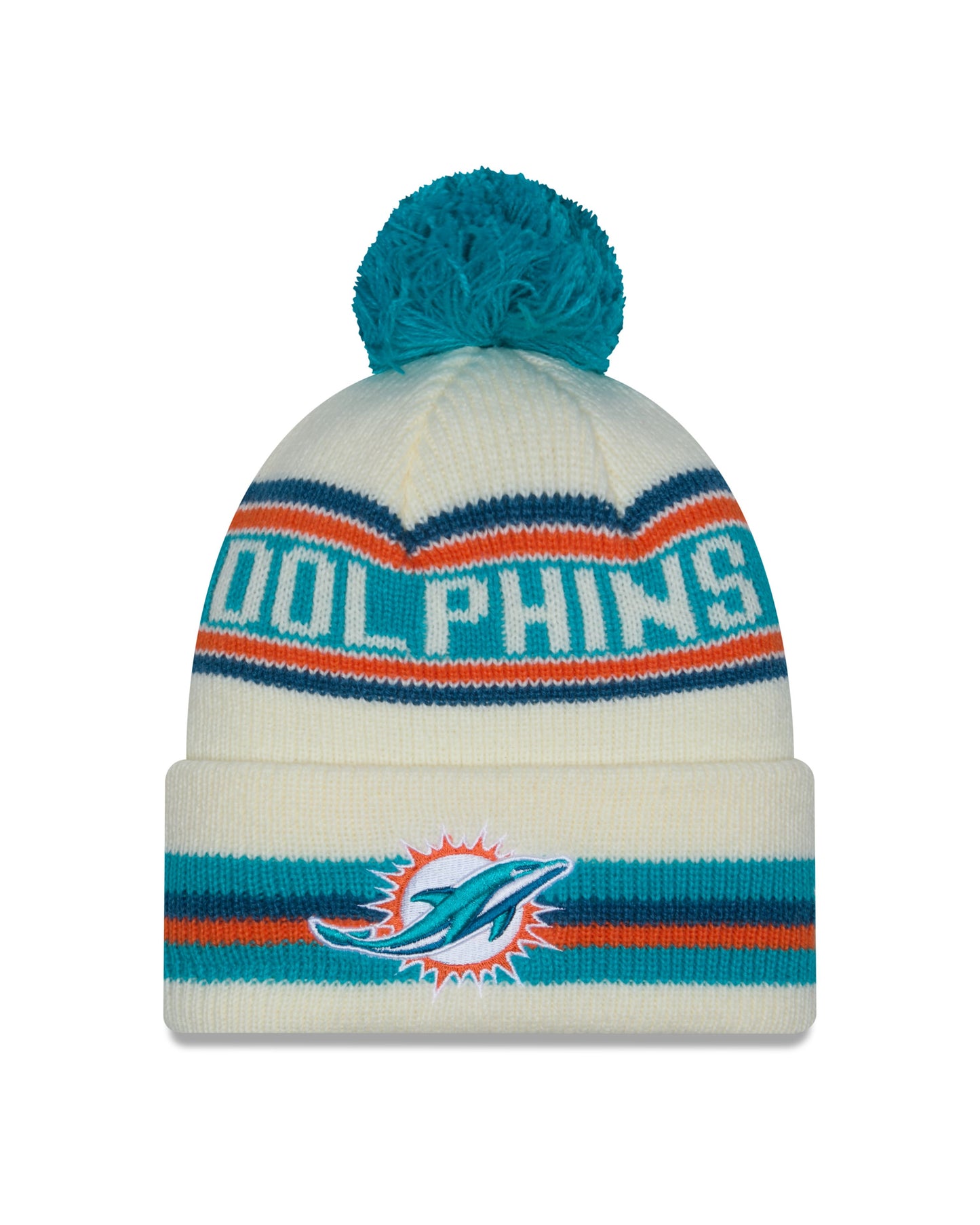 NFL Knit Hat Pom White Classic Dolphins