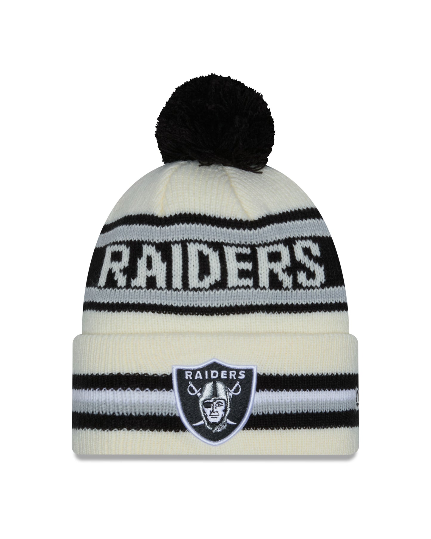 NFL Knit Hat Pom White Classic Raiders