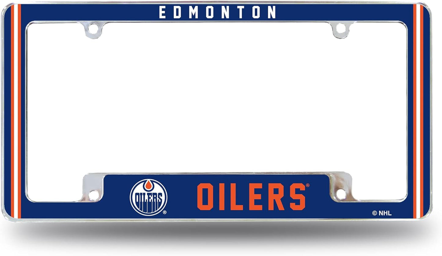 NHL License Plate Frame All Over Chrome Oilers