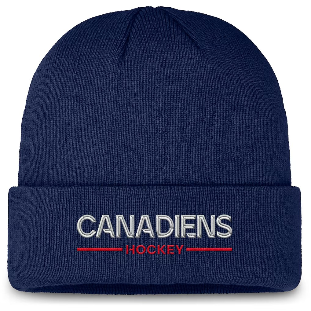 NHL Knit Hat Authentic Pro Cuffed Wordmark Beanie Rink Road 2025 Canadiens