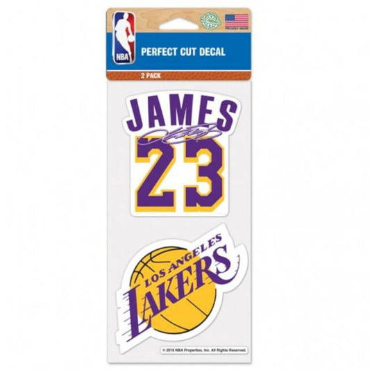 NBA Perfect Cut Decal Set of Two 4x4 Decals Lebron James Lakers