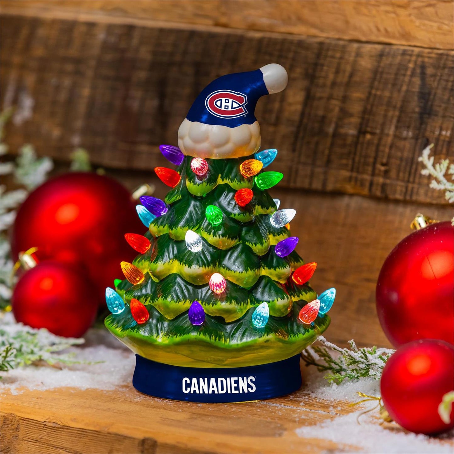 NHL LED Ceramic Christmas Tree 8 Inches Canadiens