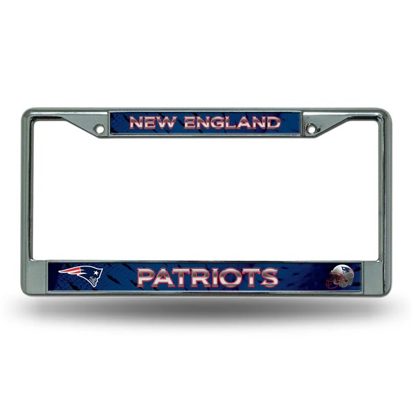 NFL License Plate Frame Chrome Patriots