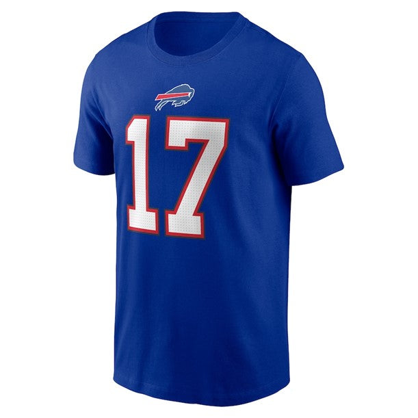 NFL Player T-Shirt Name And Number Josh Allen Bills (Blue)