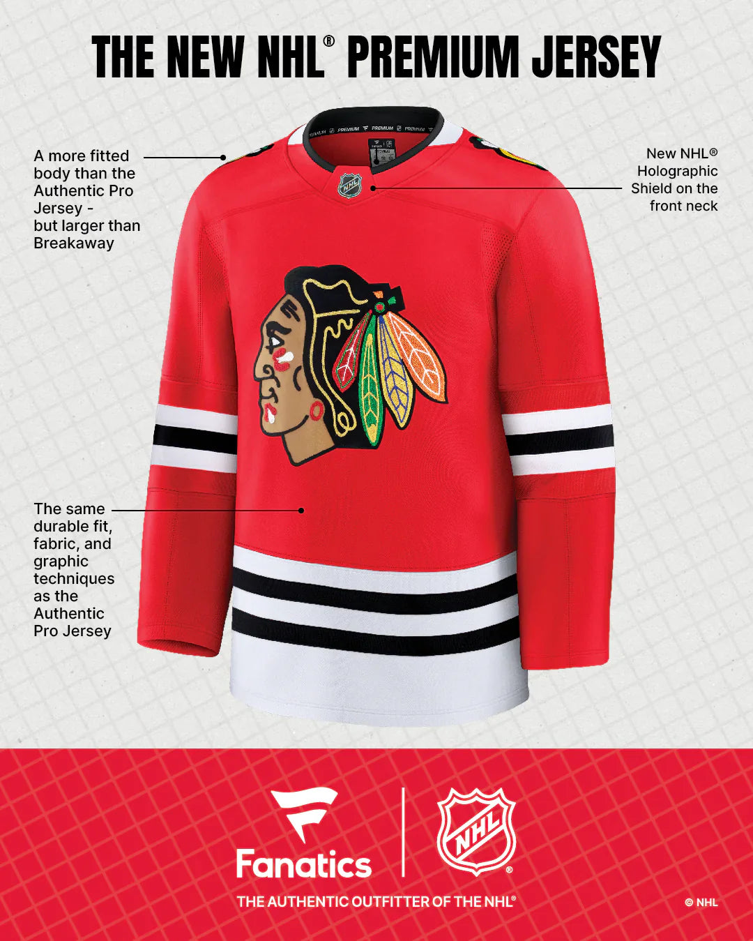 NHL Player Premium Jersey 2025-26 Centennial Home Connor Bedard Blackhawks
