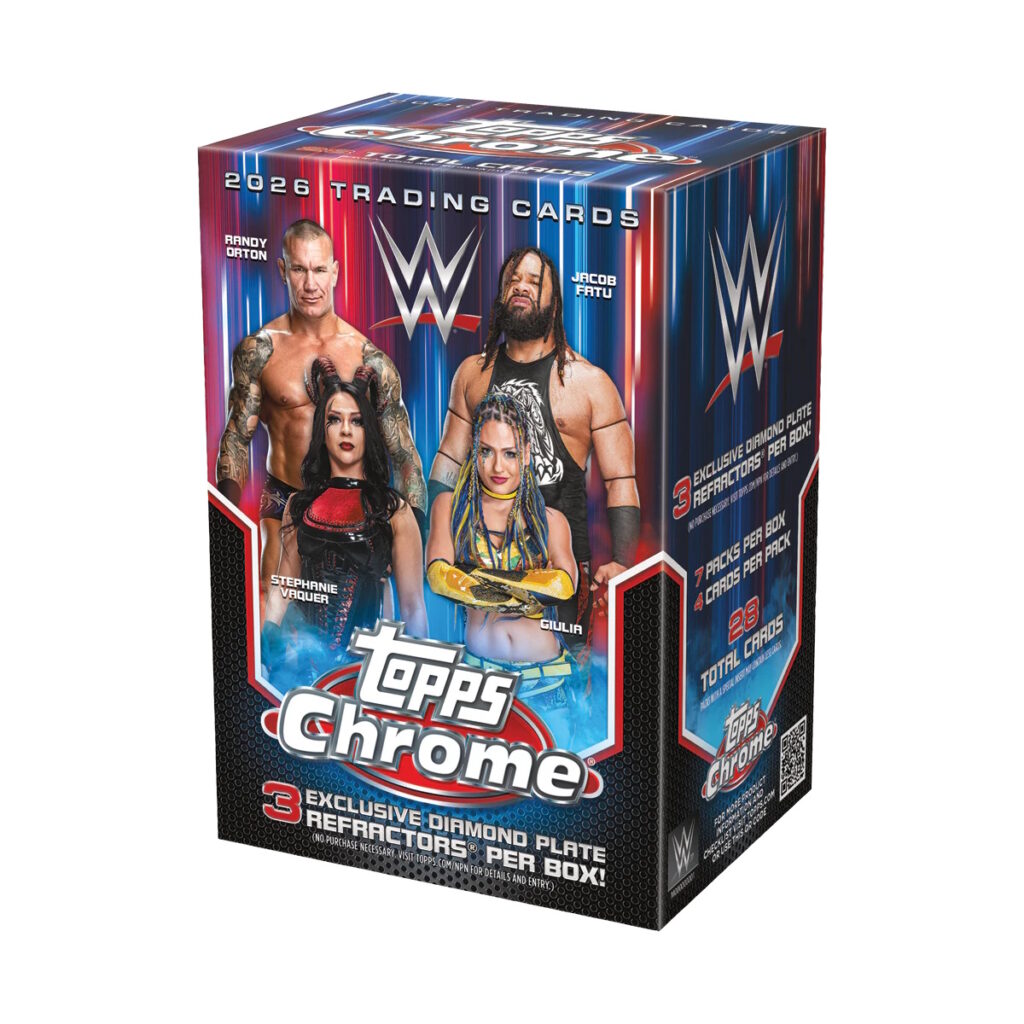 Topps Chrome WWE Value Box (28 CARDS + 3 EXCLUSIVE DIAMOND PLATE REFRACTORS)