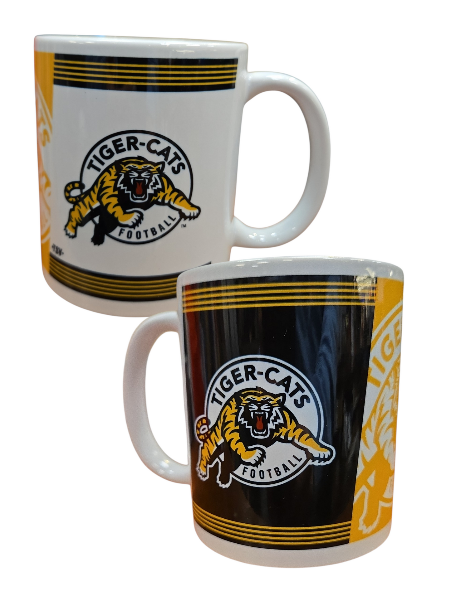 CFL Coffee Mug Subl. 11 Oz C-Handle White Logo 2026 Tiger-Cats (