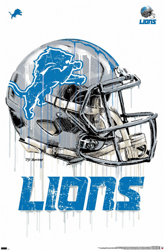 NFL Wall Poster Drip Helmet Lions