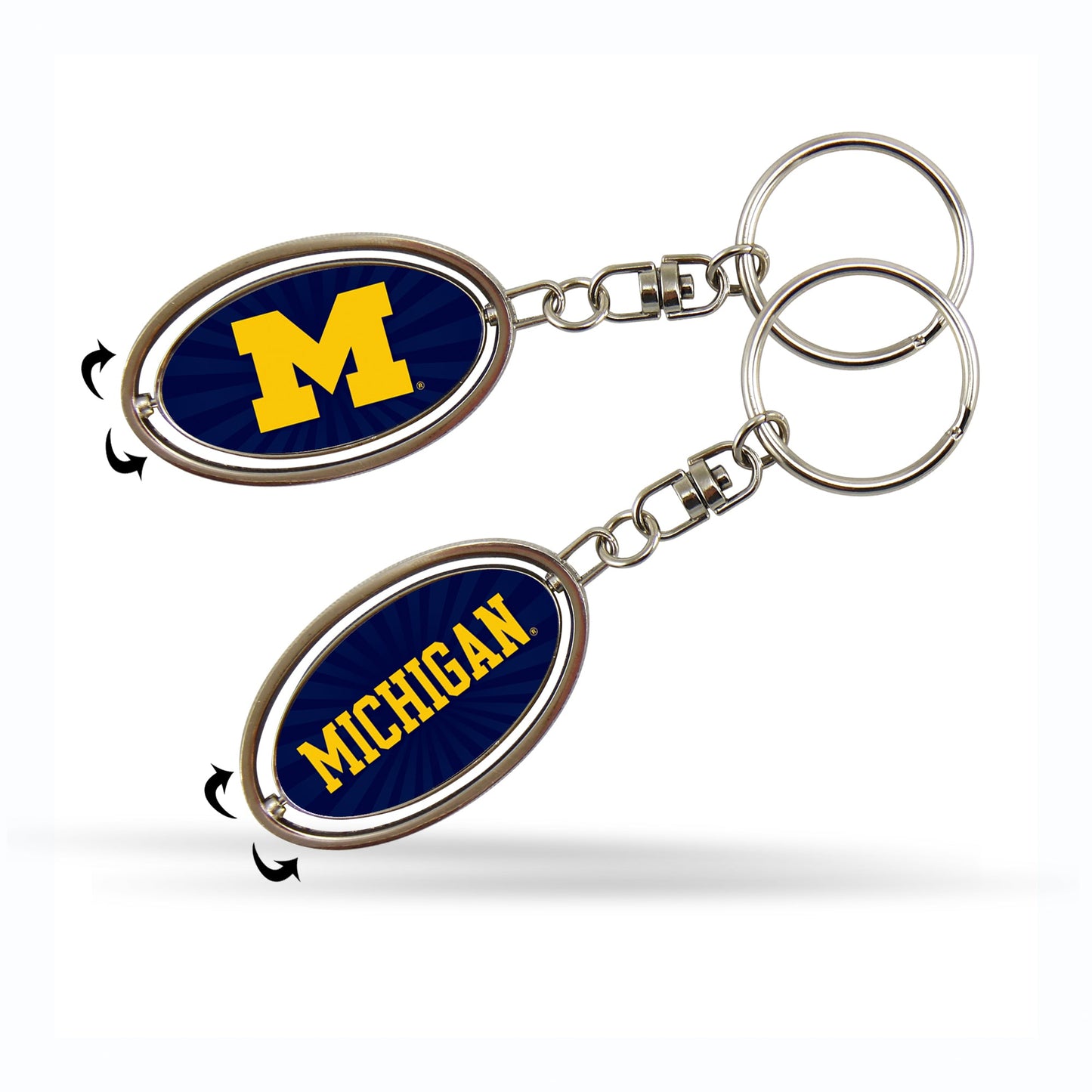 NCAA Keychain Metal Spinner Michigan Wolverines
