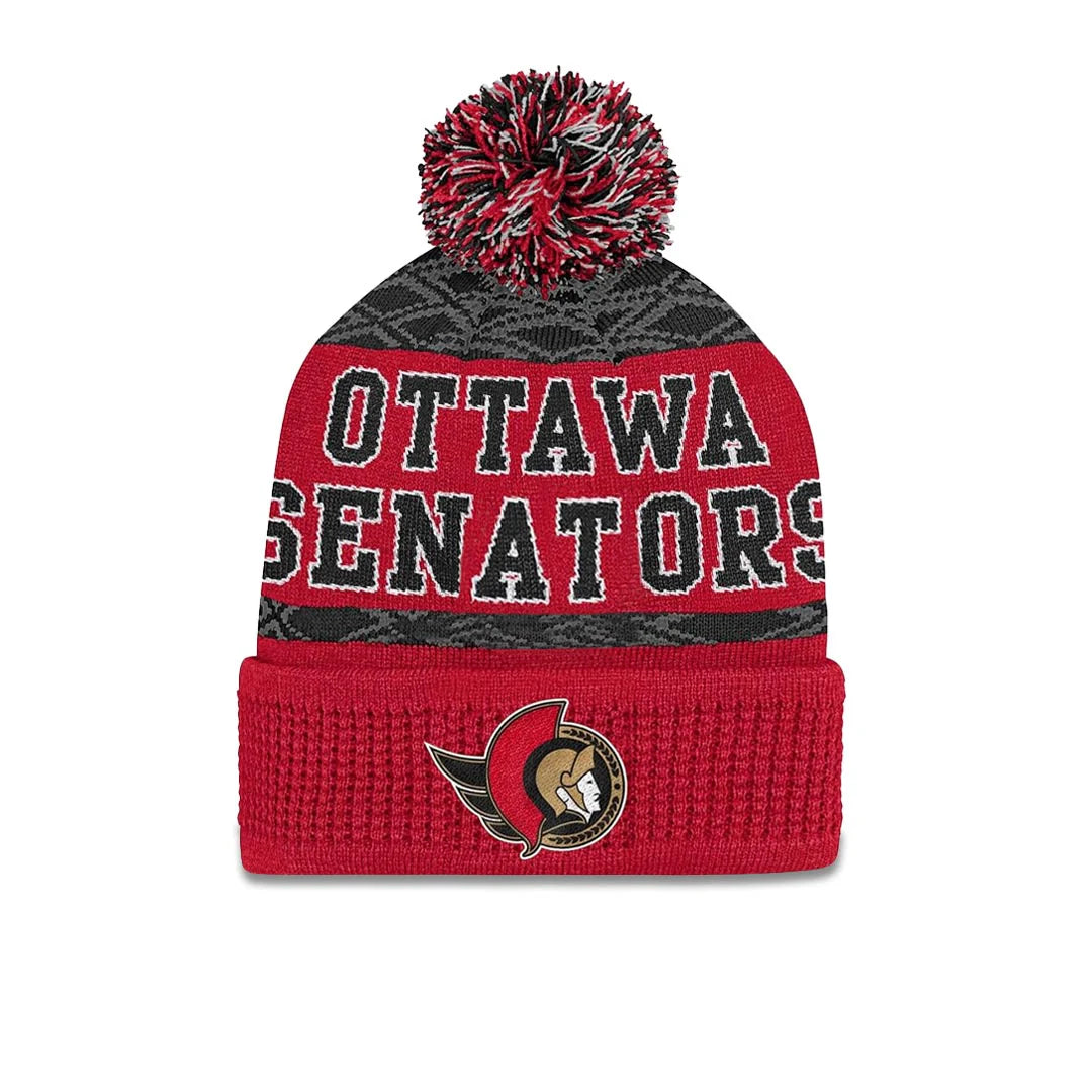 NHL Youth Knit Hat Puck Pattern Cuff Senators