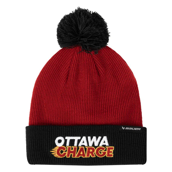 PWHL Youth Knit Hat Ribbed Cuff Pom Ottawa Charge
