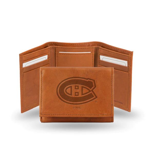 NHL Wallet Leather Embossed Tri-Fold Canadiens (Brown)