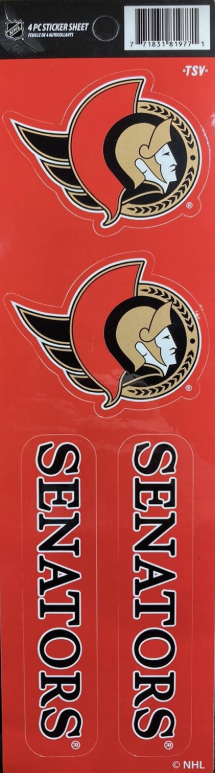 NHL 4Pc Sticker Sheet Senators
