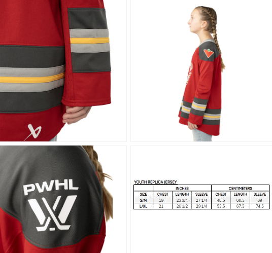 PWHL Youth Replica Jersey Home Charge
