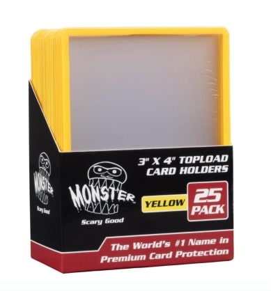 Monster Toploader 3"X4" Yellow Border 25 Pack