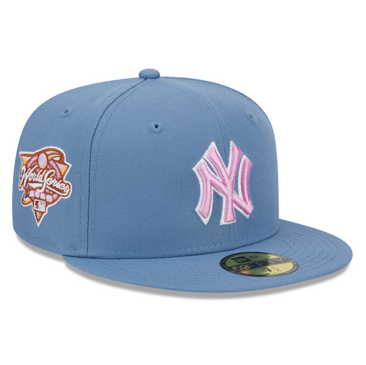 MLB Hat 5950 2024 Color Pack Faded Blue & Faded Pink World Series 2000 Yankees