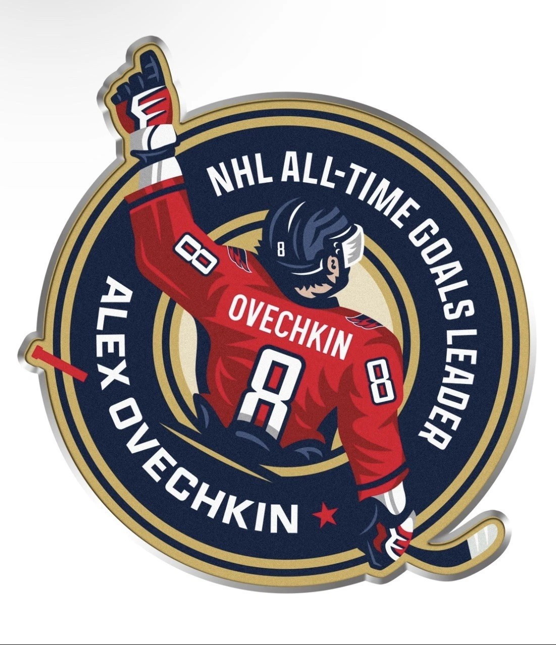 NHL Lapel Pin Logo 895 NHL All-Time Goals Leader Alex Ovechkin Capitals