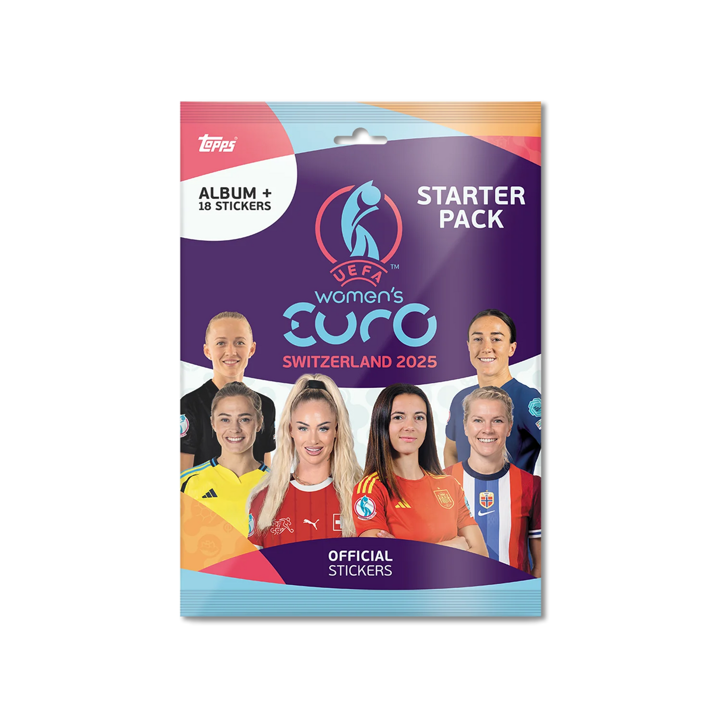 Topps Official Stickers Women's Euro Cup Switzerland 2025 UEFA Mega Starter Pack