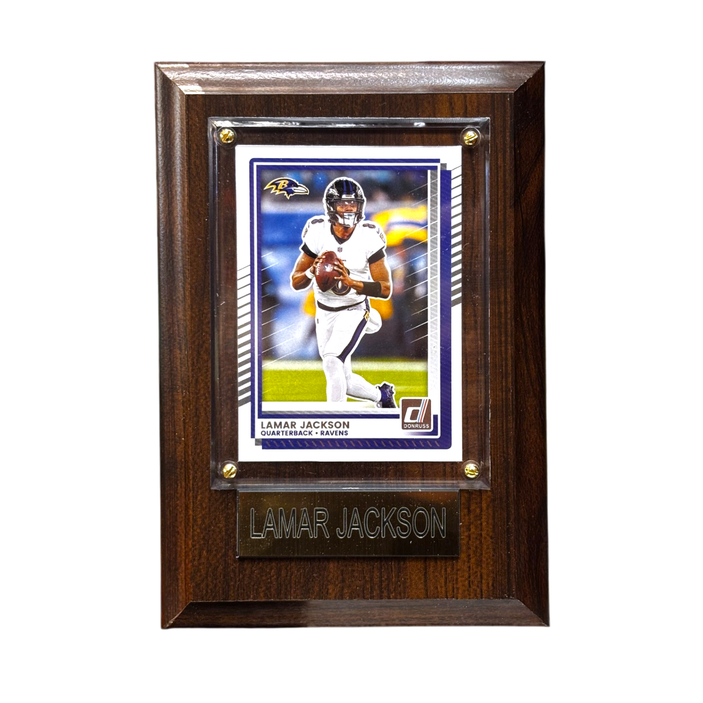 NFL Collectible Plaque with Card 4x6 Donruss Away Lamar Jackson Ravens