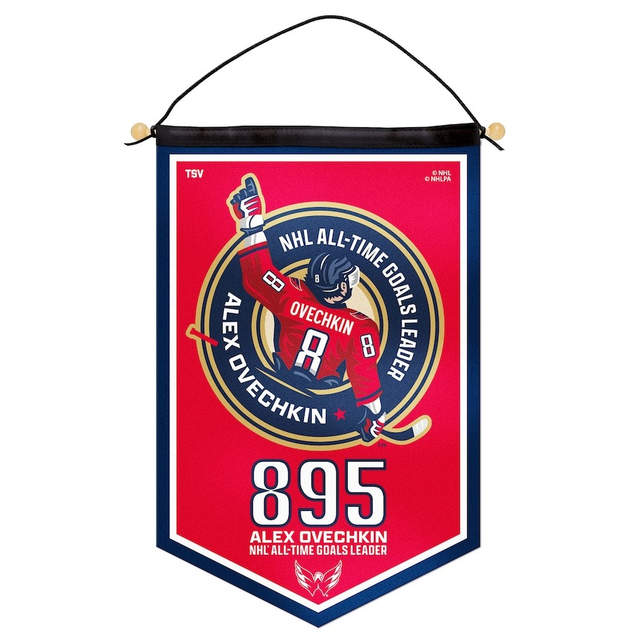 NHL Felt 12" x 18" Victory Banner NHL All-Time Leading Goal Scorer Alexander Ovechkin Capitals (Copy)