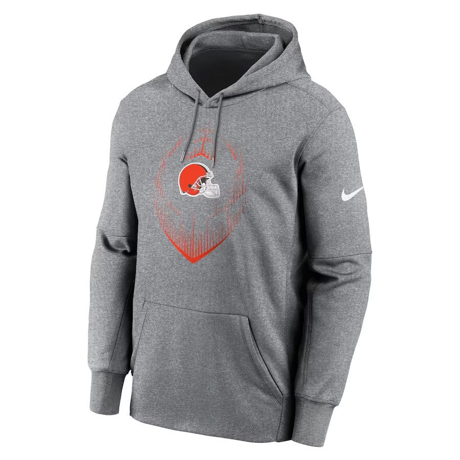 NFL Hoodie Heather Gray Pull Over Therma Icon Performance 2024 Browns