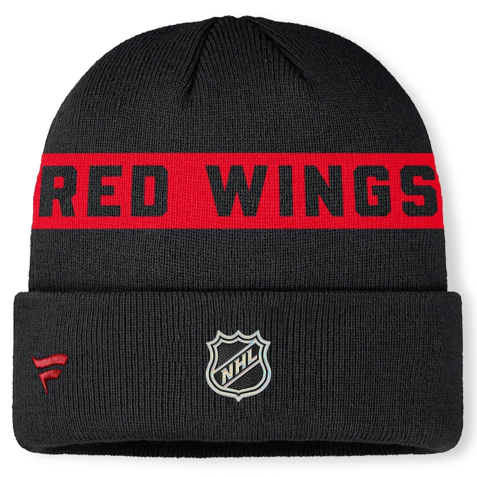 NHL Knit Hat Authentic Pro Cuffed Stripe Beanie Rink Road 2025 Red Wings