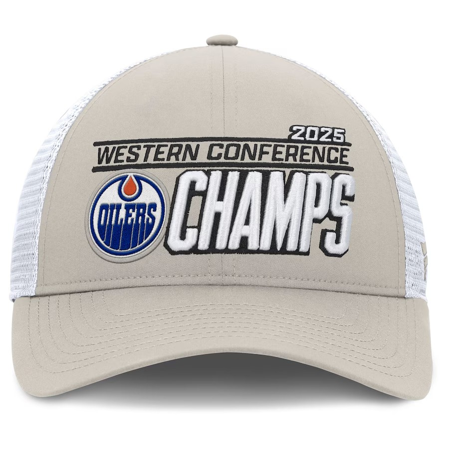 NHL Hat Western Conference Champions Locker Room Adjustable Trucker 2025 Oilers