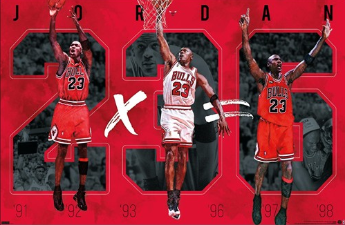 NBA Player Wall Poster Six Michael Jordan Bulls