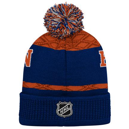 NHL Youth Knit Hat Puck Pattern Cuff Oilers