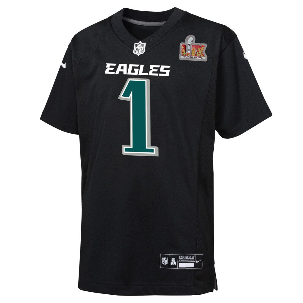 NFL Youth Player Fashion Jersey Super Bowl LIX Carbon Black Jalen Hurts Eagles