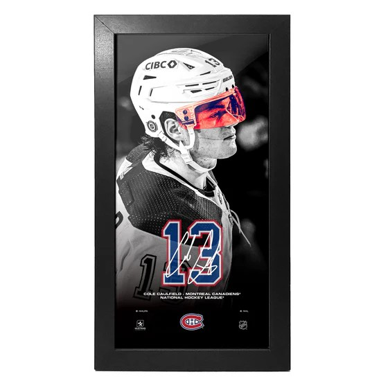 NHL 6" x 12" Frame Neon Visor Cole Caufield Canadiens