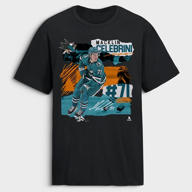 NHL Player Graphic T-Shirt Fresh Ice Macklin Celebrini Sharks
