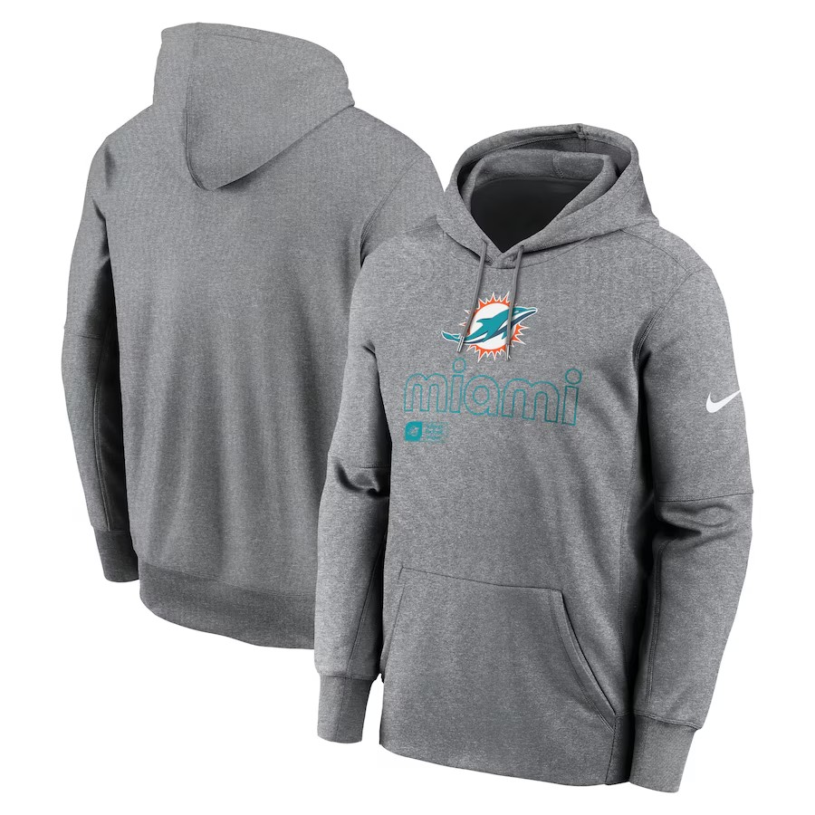 NFL Hoodie Heather Gray Pull Over Performance 2024 Dolphins