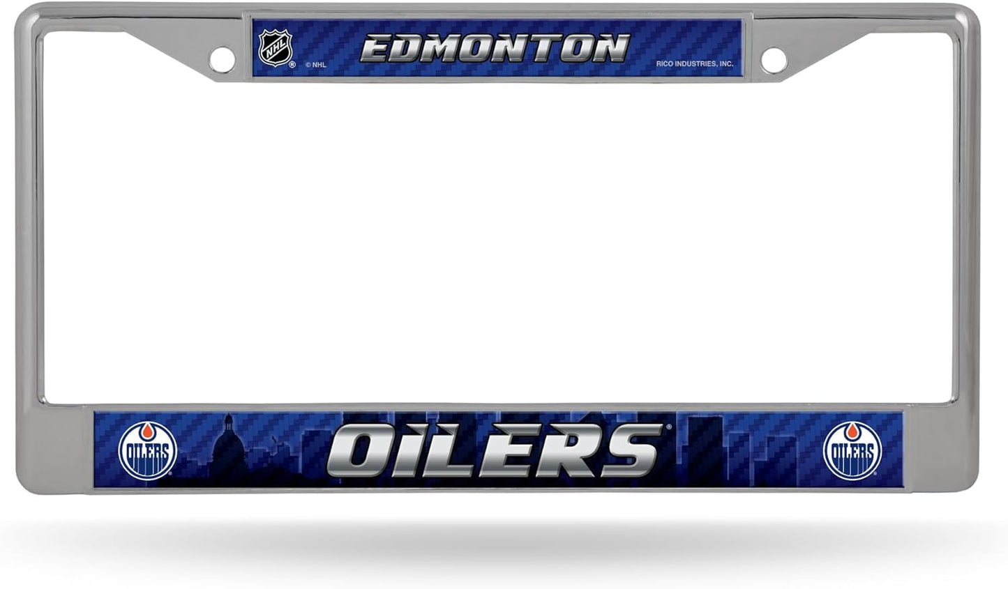 NHL License Plate Frame Chrome Oilers