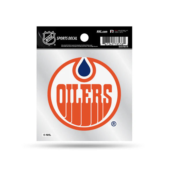 NHL Clear Backer Decal 4x4 Retro Logo Oilers