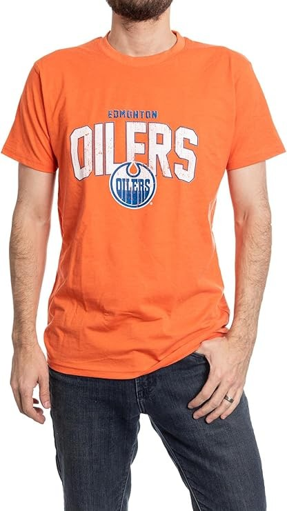 NHL T-Shirt Heather Distressed Orange Oilers