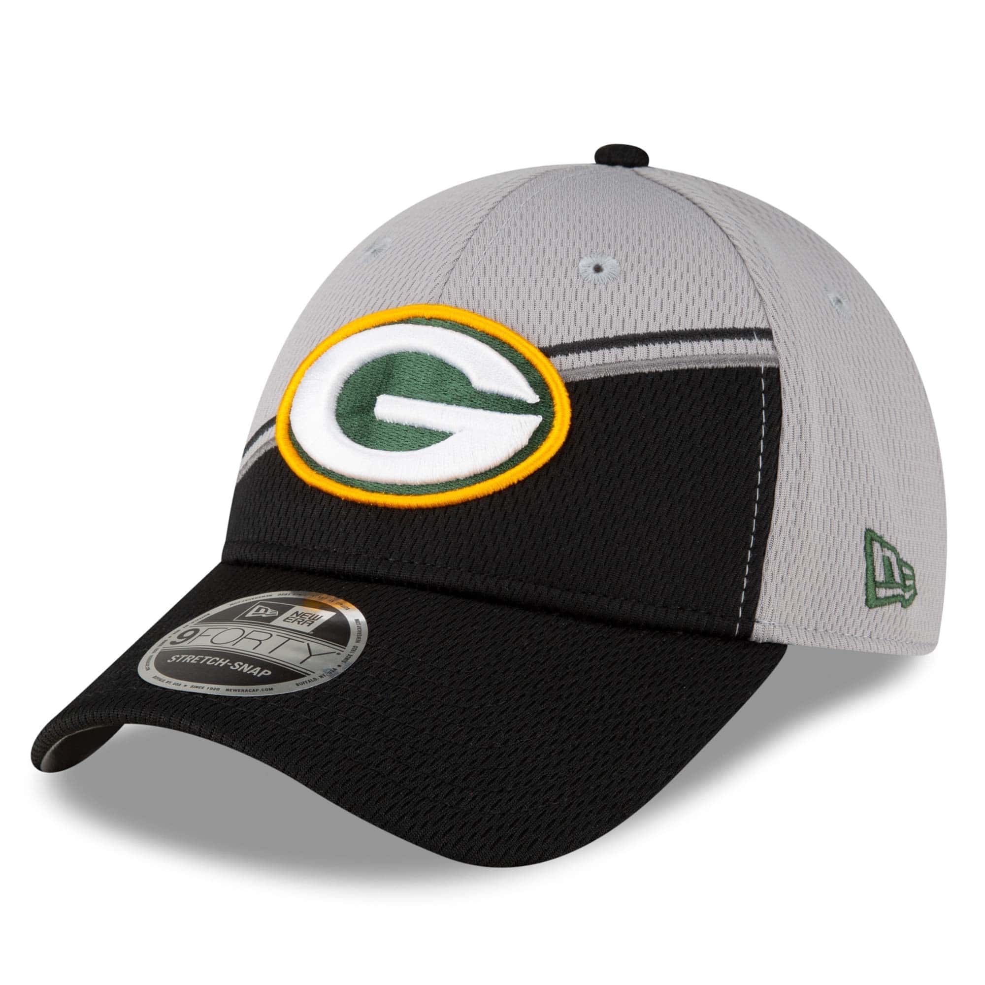 New Era 60178683 Green Bay Packers NFL Sideline Home Black 9Forty Stretch  Snap Cap