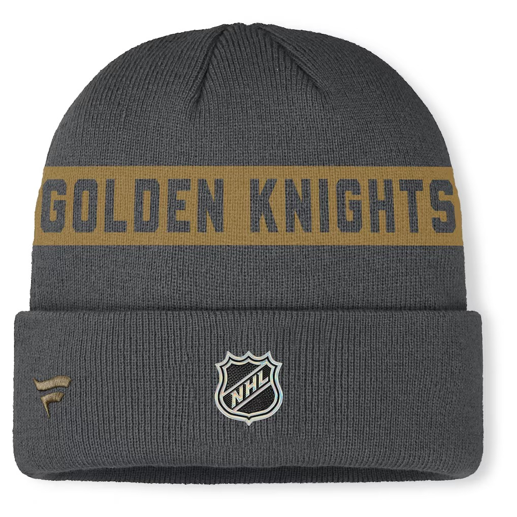 NHL Knit Hat Authentic Pro Cuffed Stripe Beanie Rink Road 2025 Golden Knights
