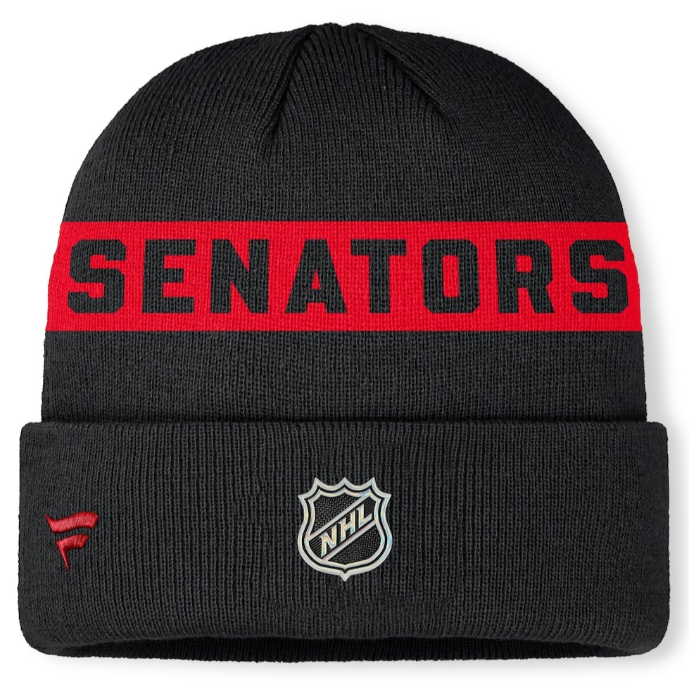 NHL Knit Hat Authentic Pro Cuffed Stripe Beanie Rink Road 2025 Senators