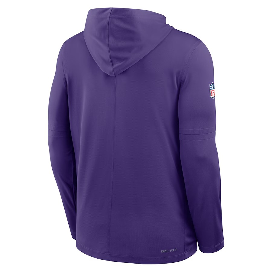 NFL Dri-FIT Long Sleeve Hoodie 2025 Sideline Pure Fury Vikings