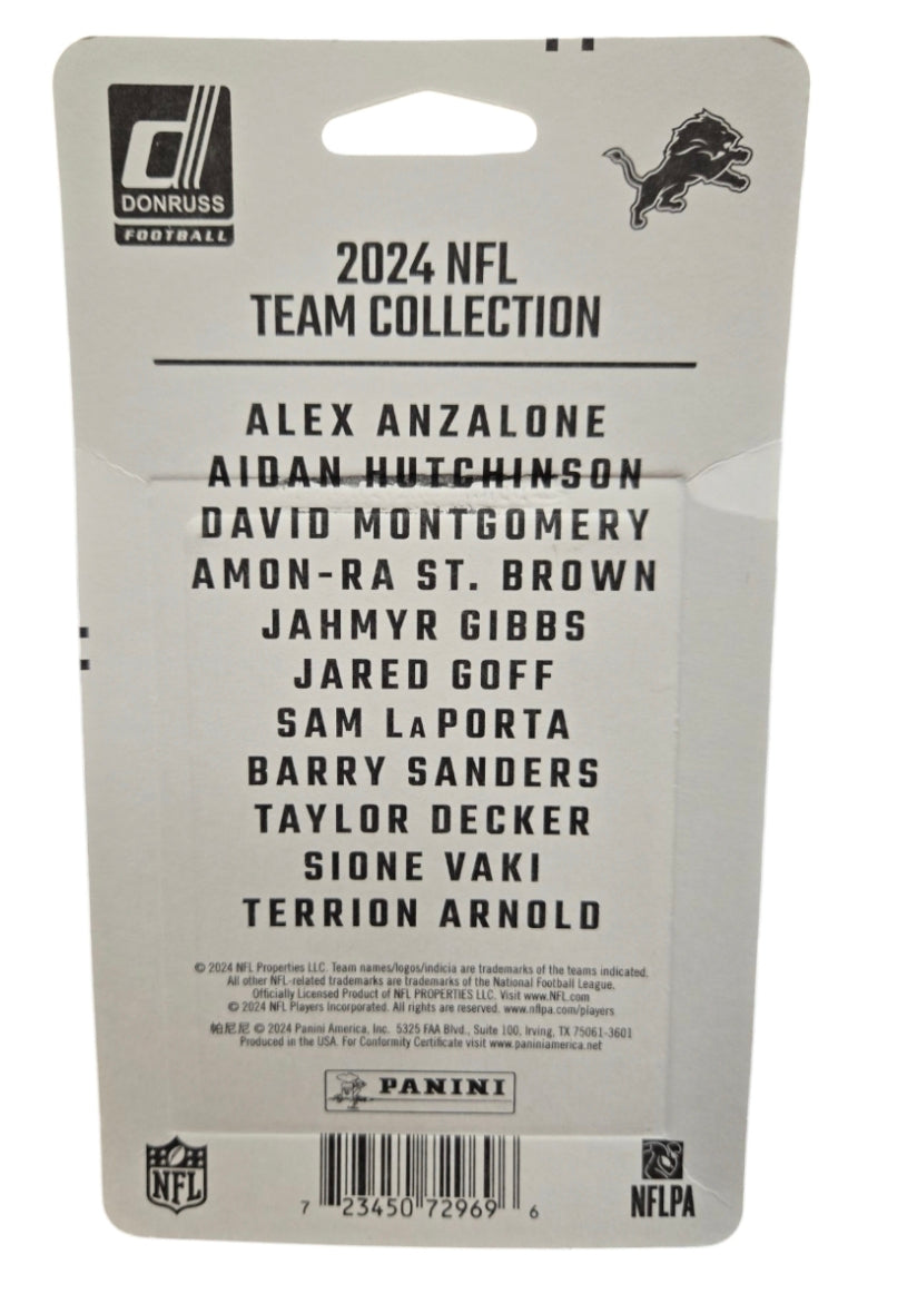 NFL 2024 Panini Trading Cards Donruss Team Set Lions